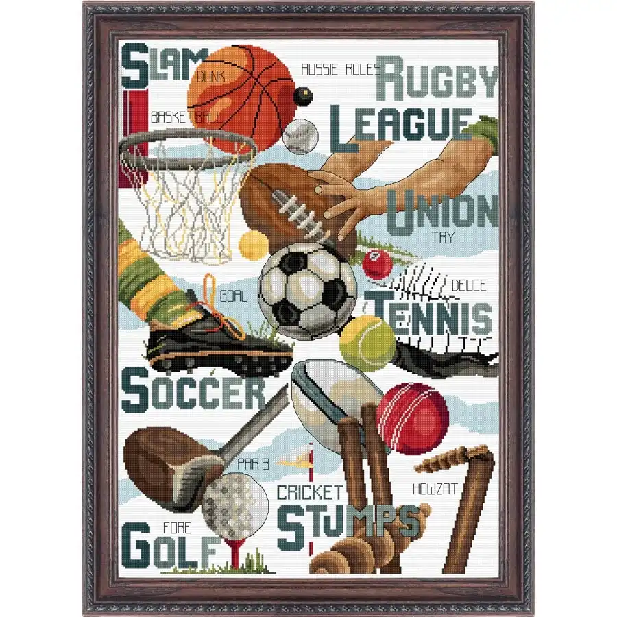 Sport Sampler Cross Stitch- Needlework