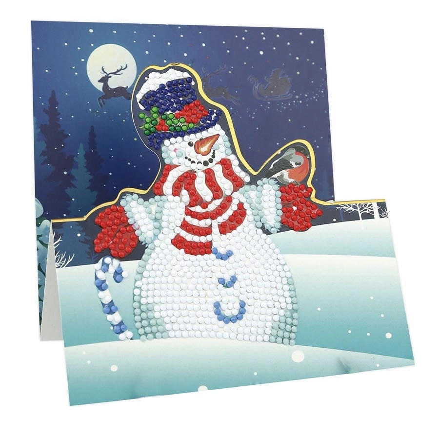 Diamond Cards Snowman With Bird