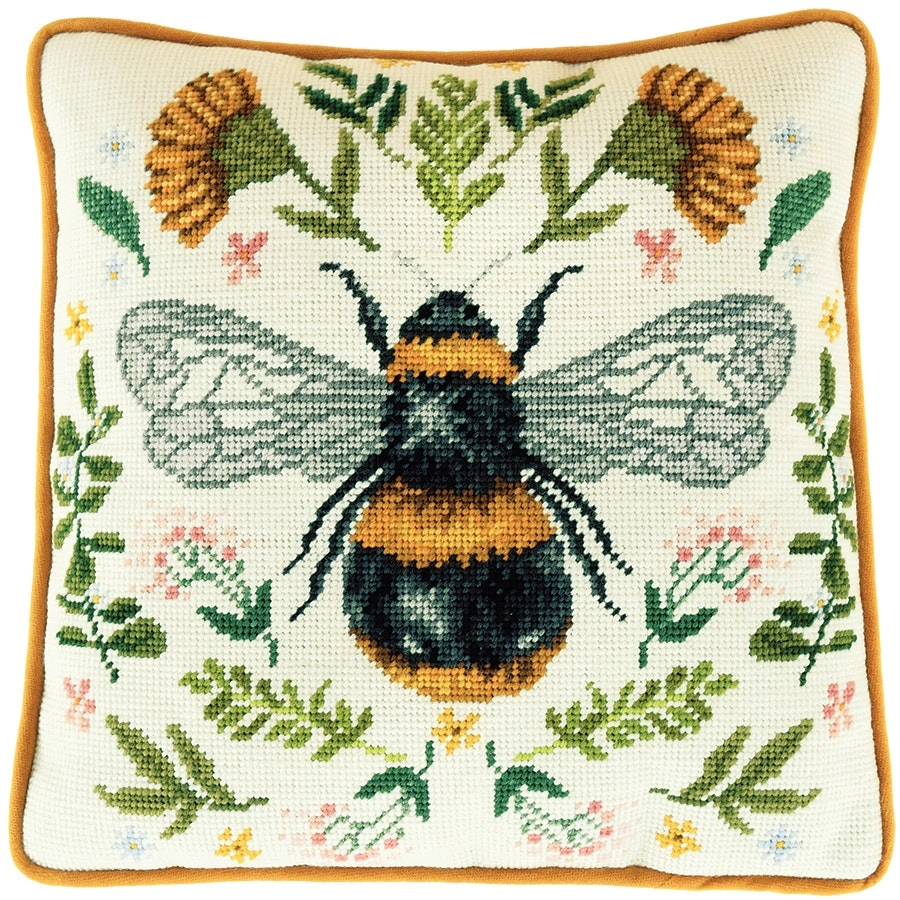 Botanical Bee Needlepoint- Needlework