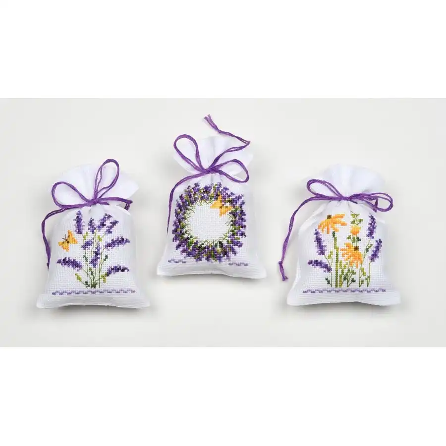 Lavender Sachets Cross Stitch- Needlework