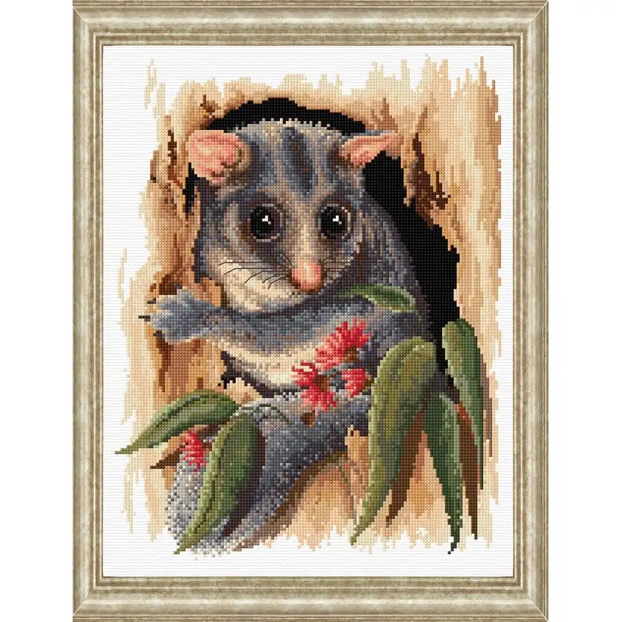 Peek-A-Boo Possum Cross Stitch- Needlework