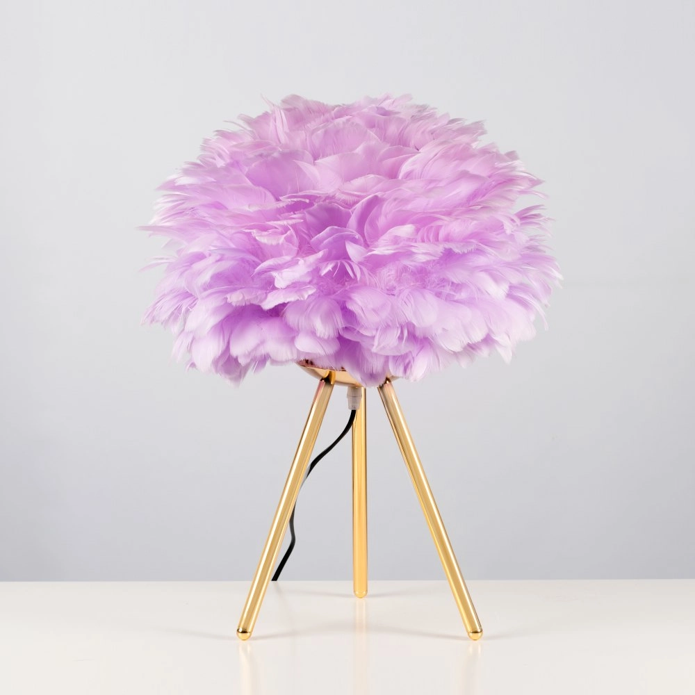 Lilac Feather Tripod Table Lamp