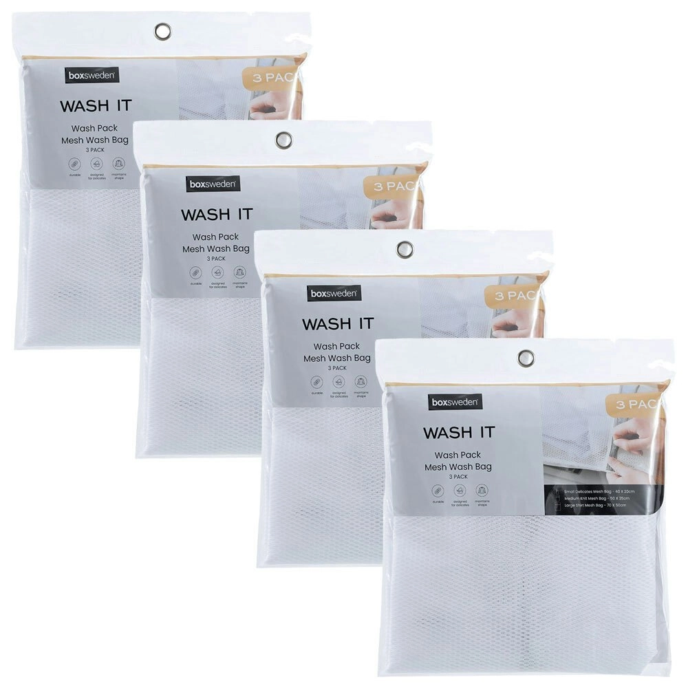 4x Boxsweden Wash It Mesh Washing Protector Bags Laundry Storage Assorted