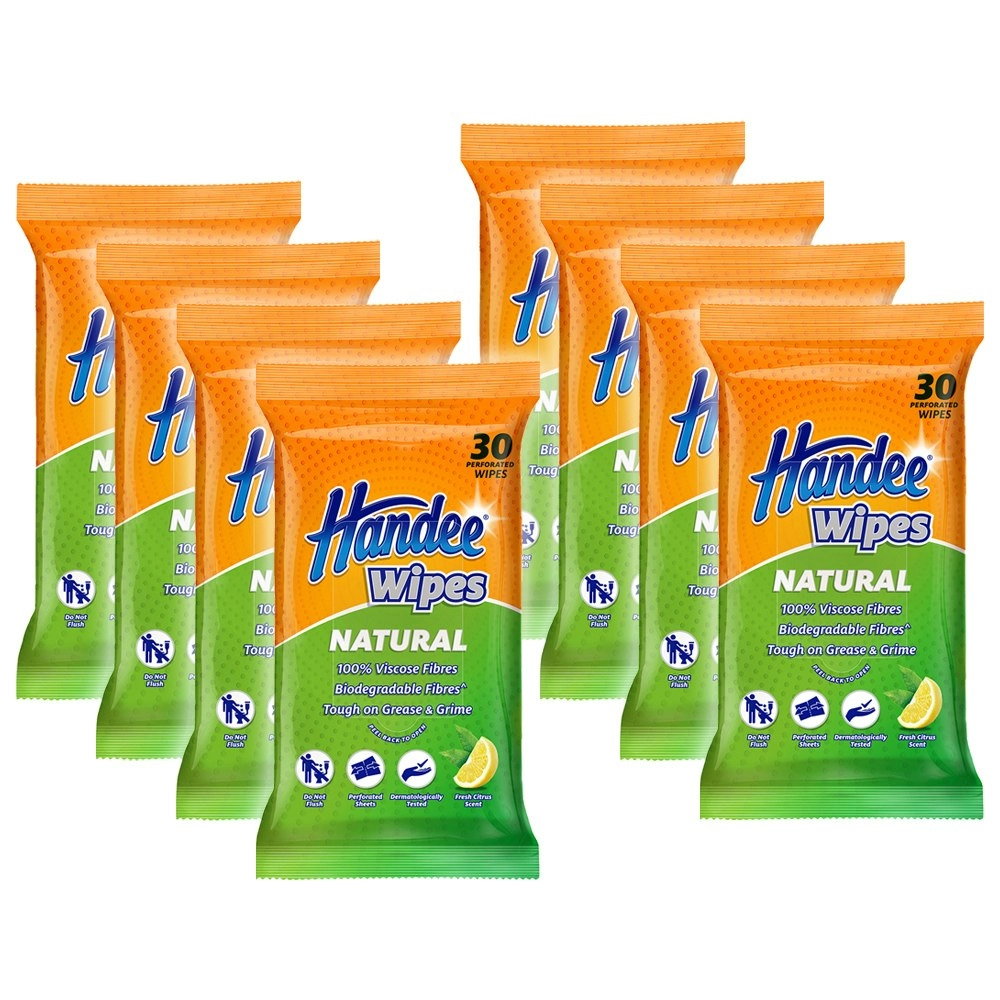 240pc Handee Multi Purpose Household Bathroom/Kitchen Cleaning Wet Wipes Natural