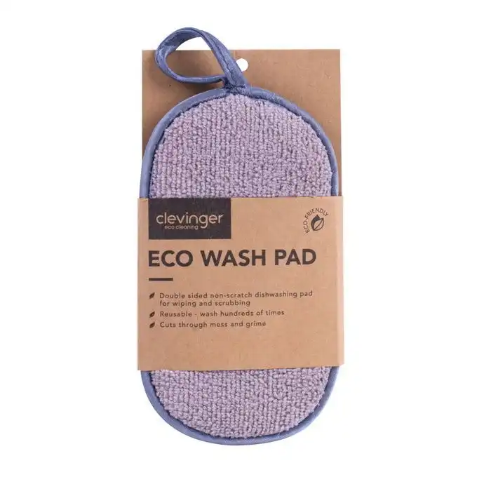 3x Clevinger Eco Wash Double Sided Non-Scratch Cleaning Pad 18x10cm Assorted