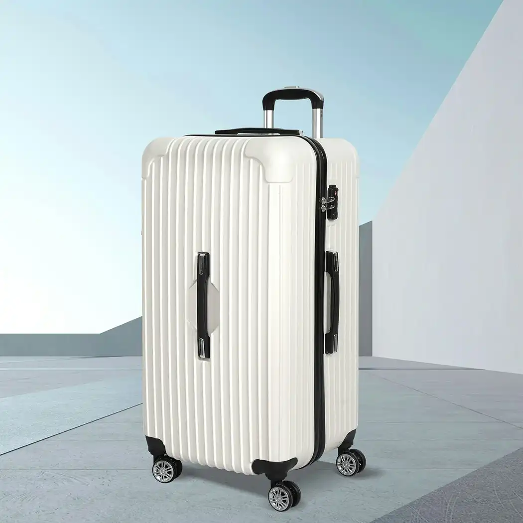 Slimbridge 28" Trunk Luggage Travel Suitcase Travelling Large TSA 4 Wheels White