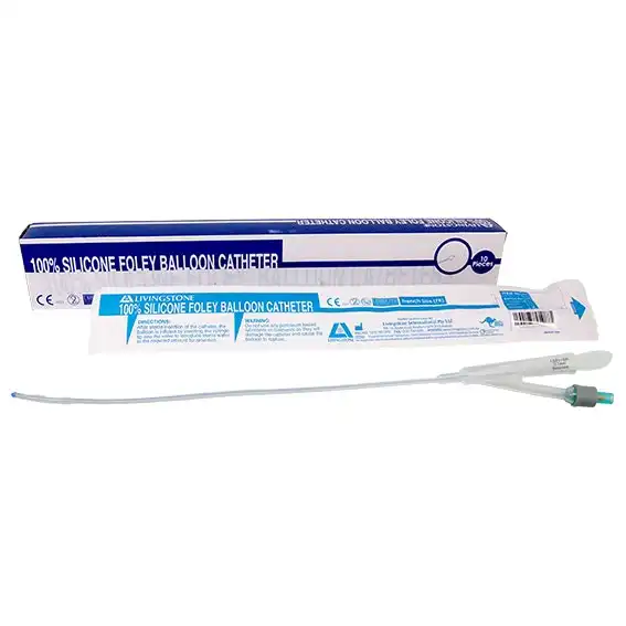 Livingstone 2-Way All Silicone Foley Balloon Catheter 10FG Grey 3-15ml 10 Box