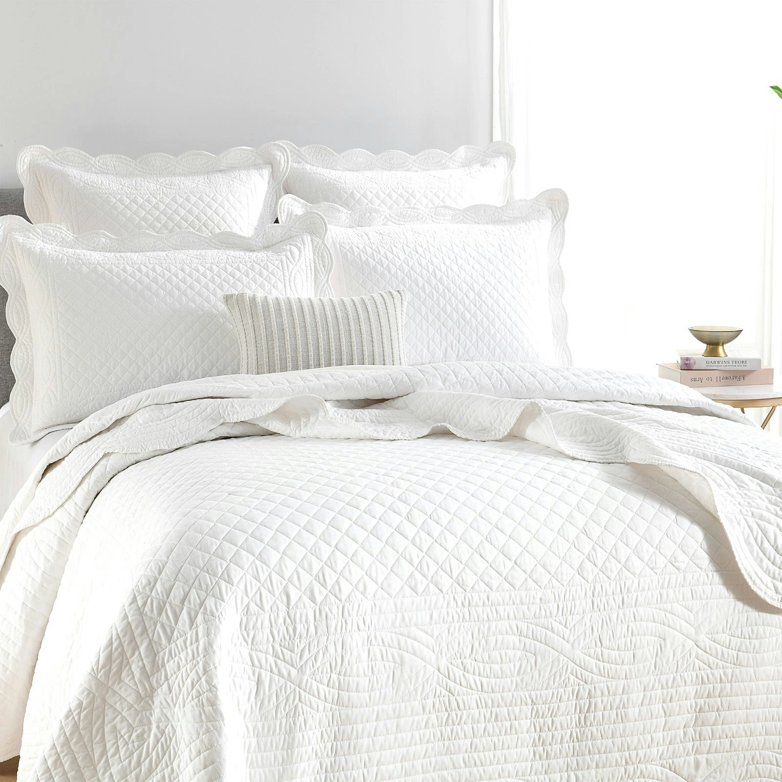 Scallop Pearl Jacquard Coverlet Set by Renee Taylor