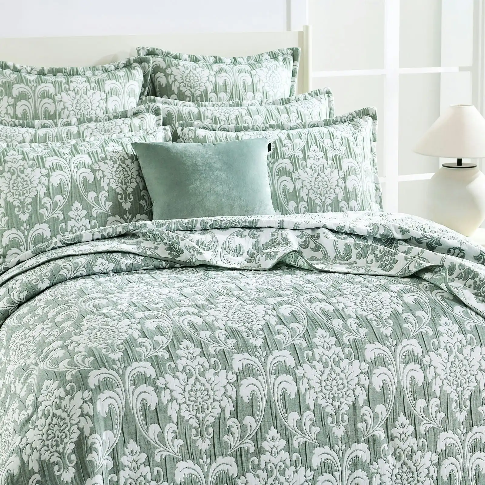 Tahlia Jade Jacquard Coverlet Set by Renee Taylor