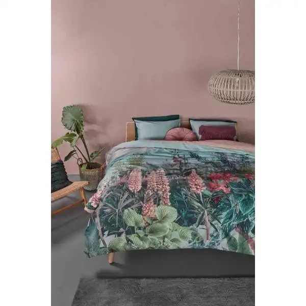 Lupine Green Cotton Sateen Quilt Cover Sets by Bedding House