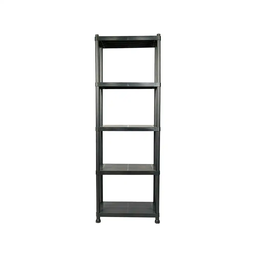 Viviendo 5 Tier Shelving Rack Organiser Plastic Home Storage Garage Multipurpose - Black