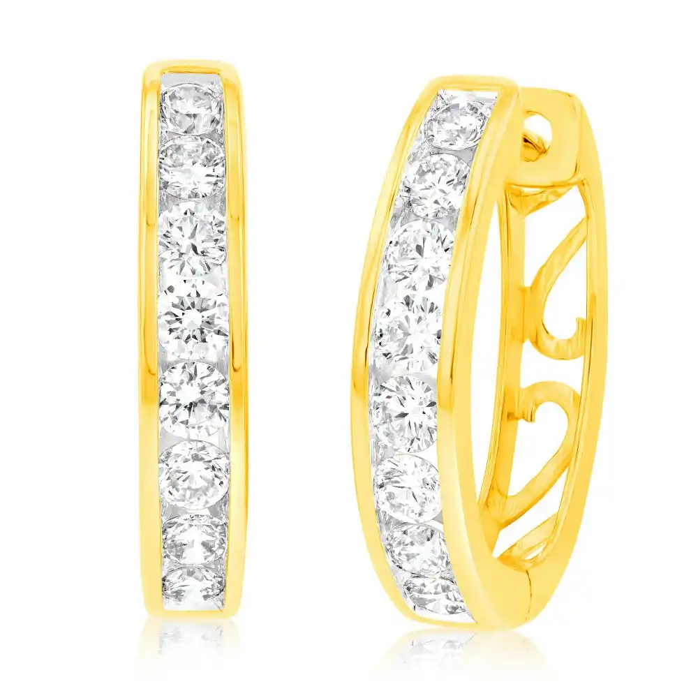 Luminesce Lab Grown 1 Carat Diamond Hoop Earrings in 9ct Yellow Gold