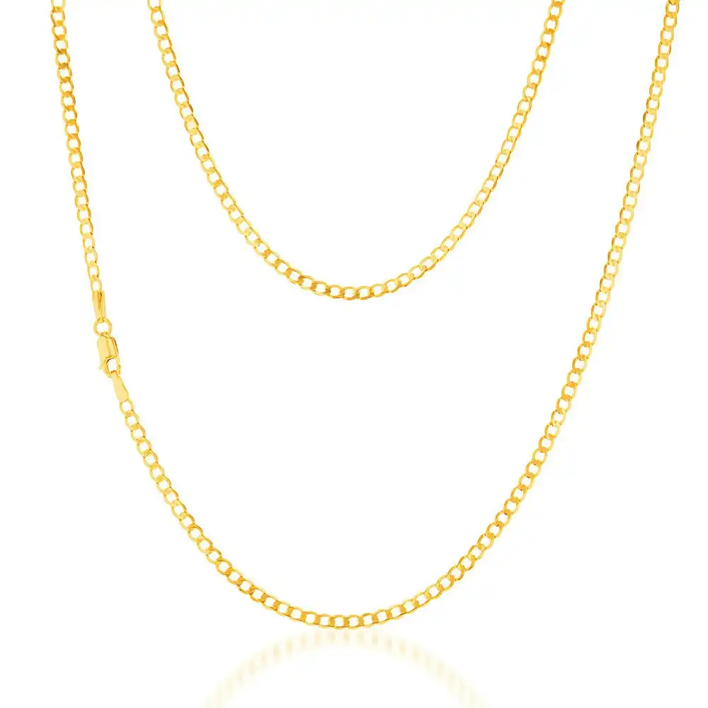 9ct Yellow Gold Superflat Light Curb 65 Gauge 45cm Chain