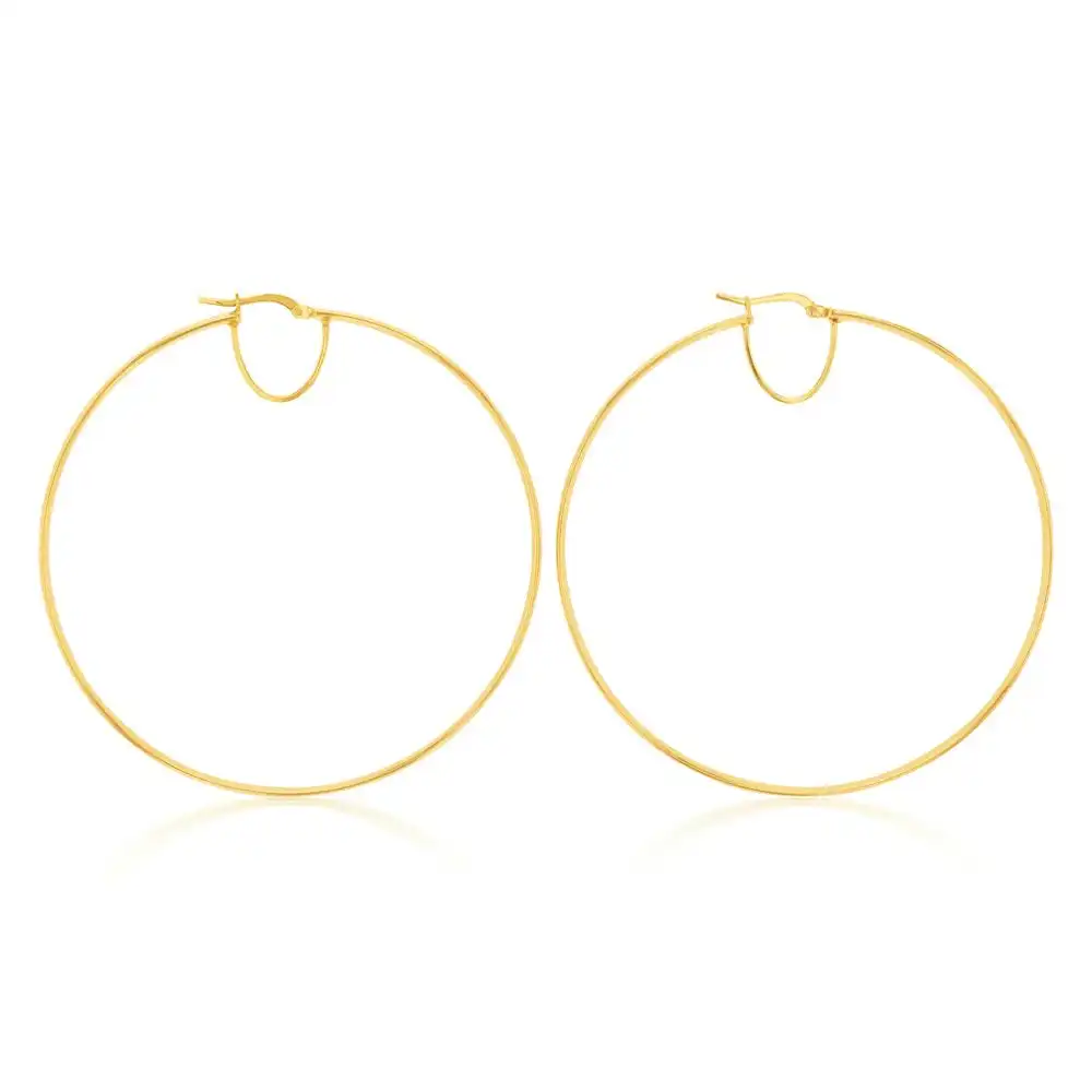 9ct Silverfilled Yellow Gold Plain 60mm Hoop Earrings