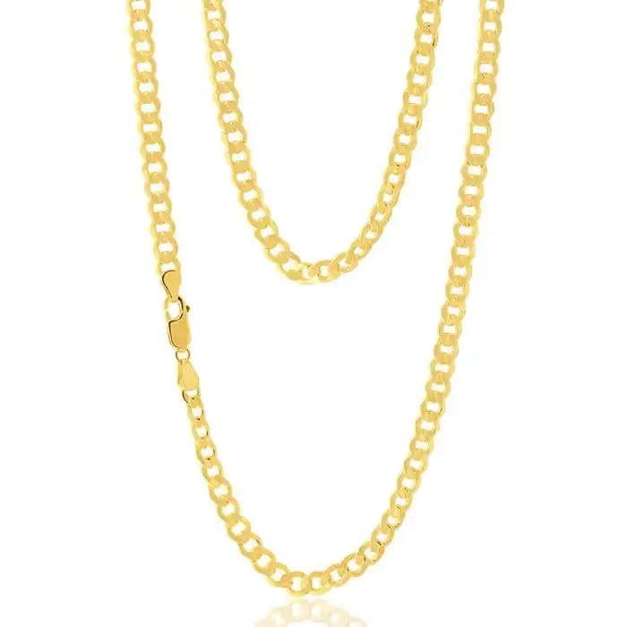 9ct Yellow Gold Silverfilled Flat Curb 120 Gauge 55cm Chain