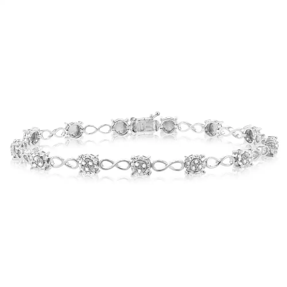 Sterling Silver 1/4 Carat Diamond 18cm Bracelet Set With 39 Diamonds