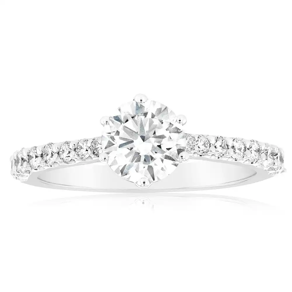 Luminesce Lab Grown 1 Carat Fancy Diamond Ring in 18ct White Gold