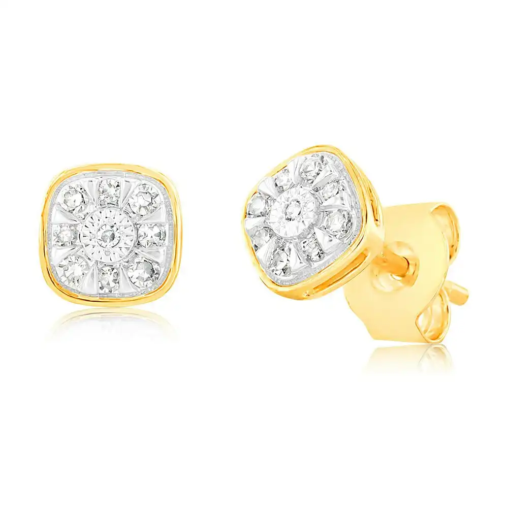 Luminesce Lab Grown 1/10 Carat Diamond Stud Earrings in 9ct Yellow Gold