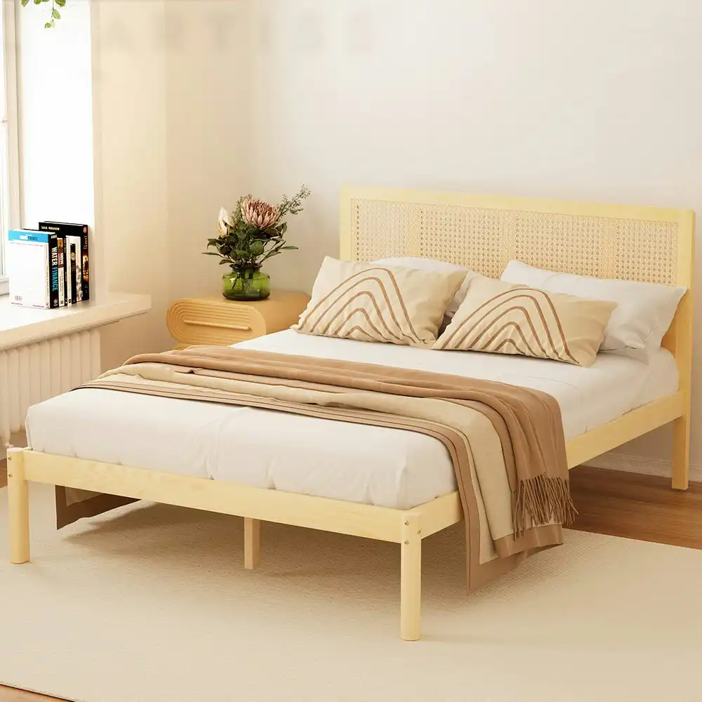 Artiss Bed Frame Double Size Rattan Wooden RITA