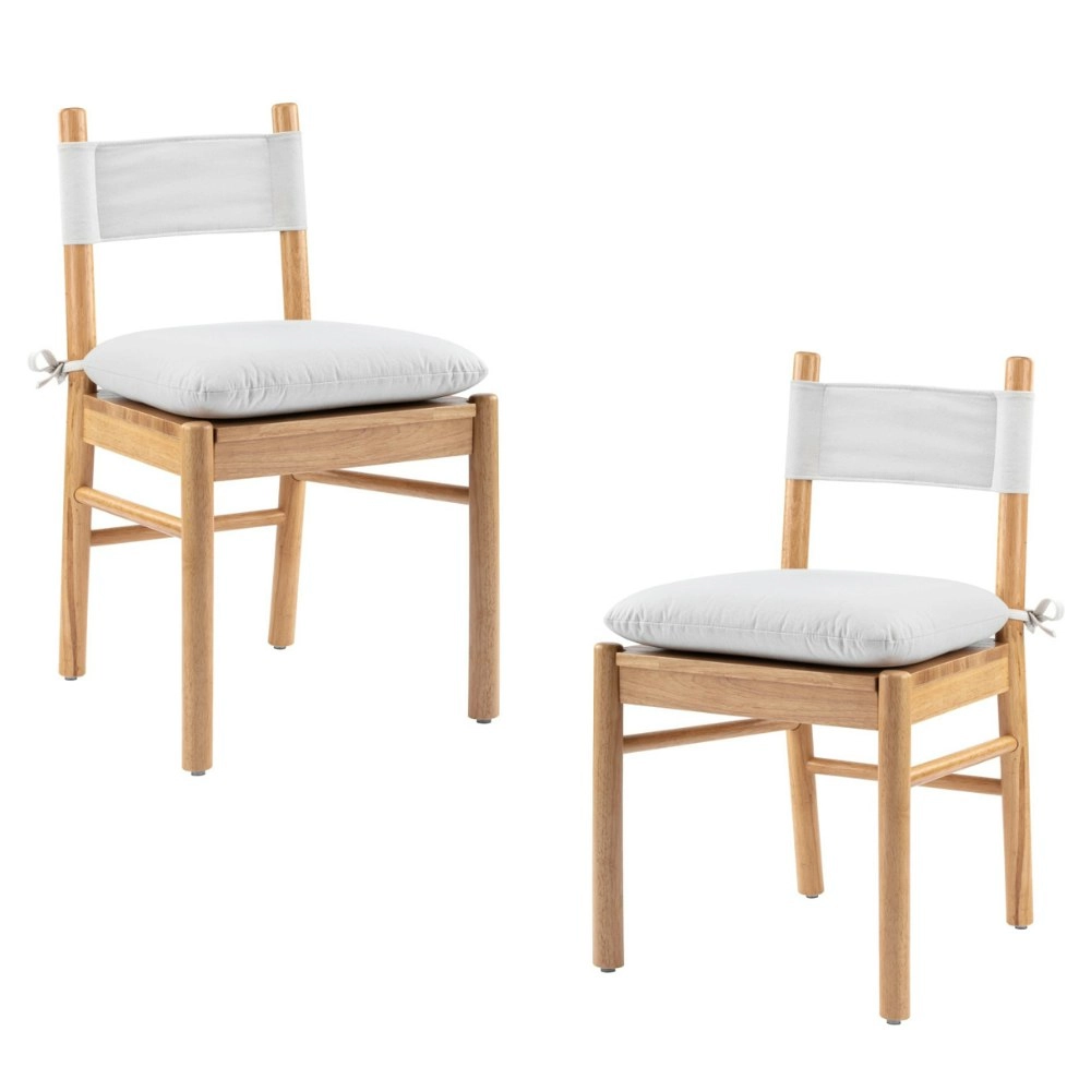 Design Square Set Of 2 Casey Wooden Kitchen Dining Chair W/ Cushion White/Oak