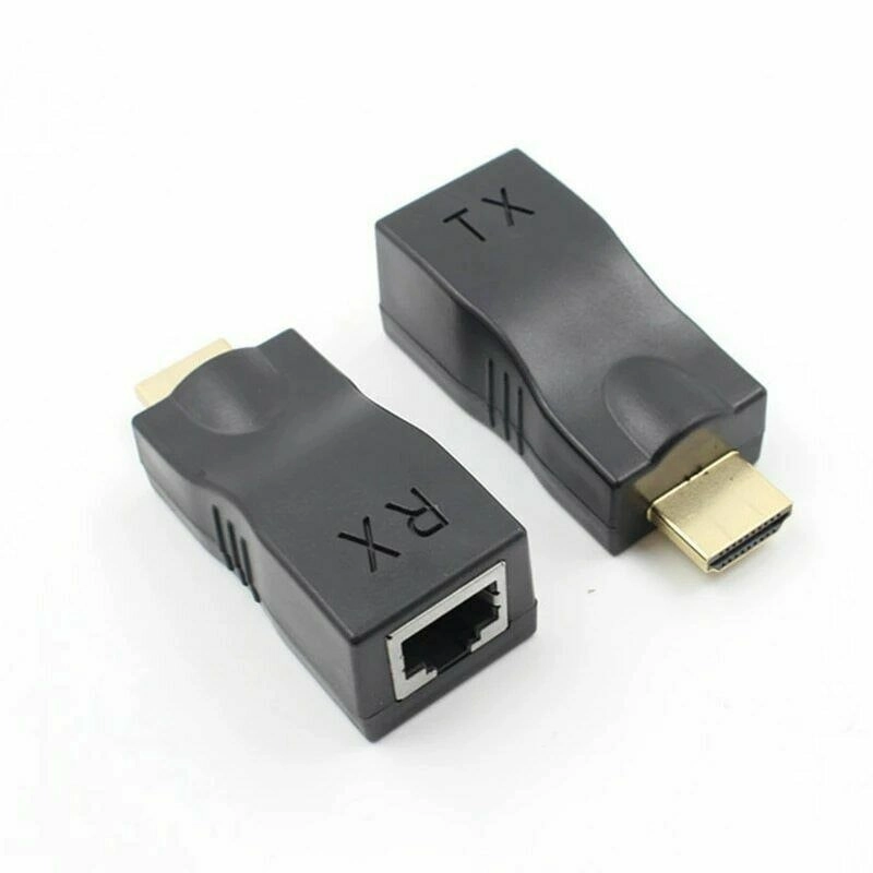 2pcs HDMI Extender to Dual RJ45 Over Cat 5e/6 Network Ethernet Adapter 1080P 30M