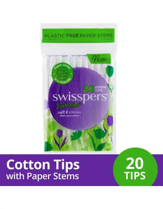 Swisspers Cotton Tips Paper Stems 20 Pack