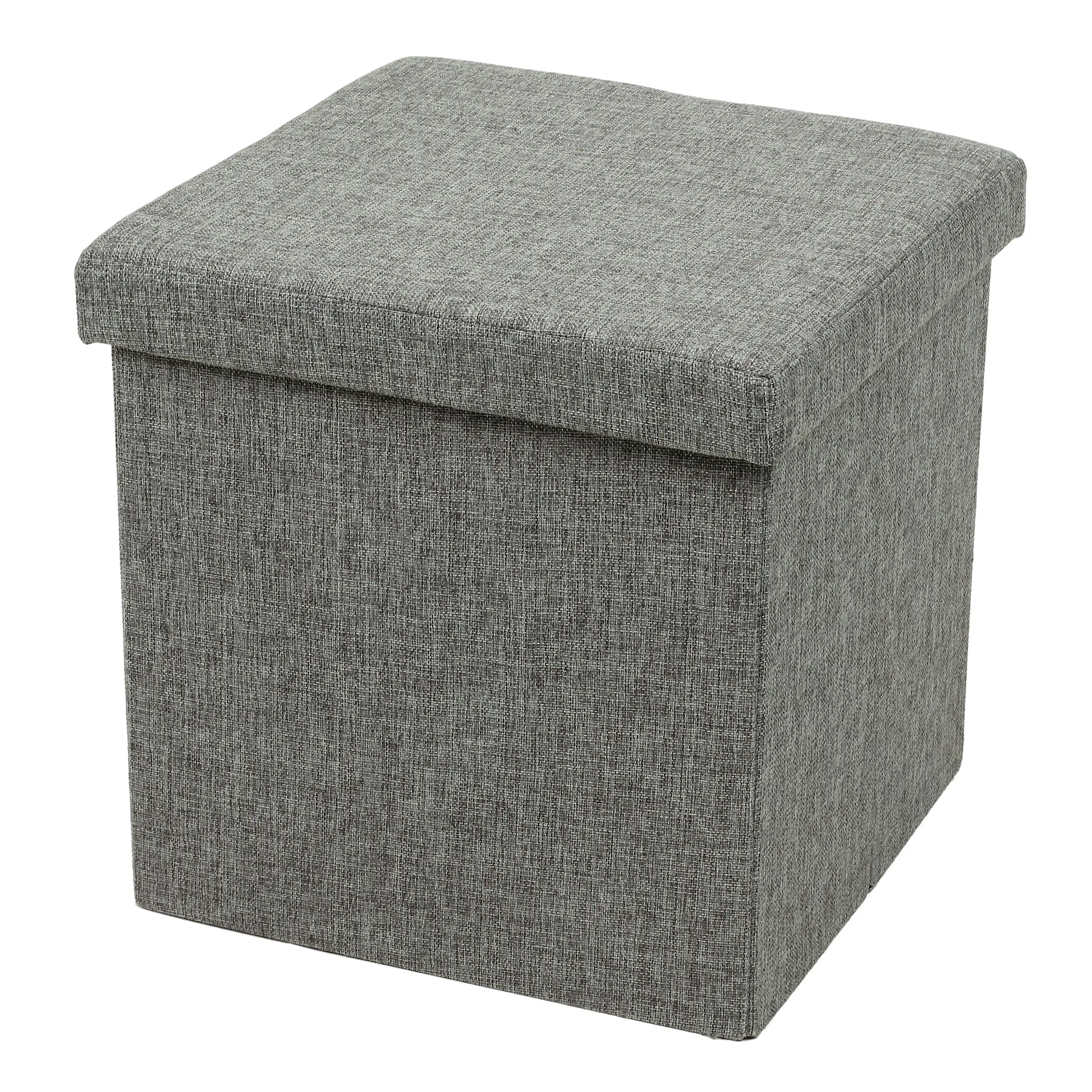 Vistara Folding Storage Ottoman Grey Fabric Finish 38x38x37cm