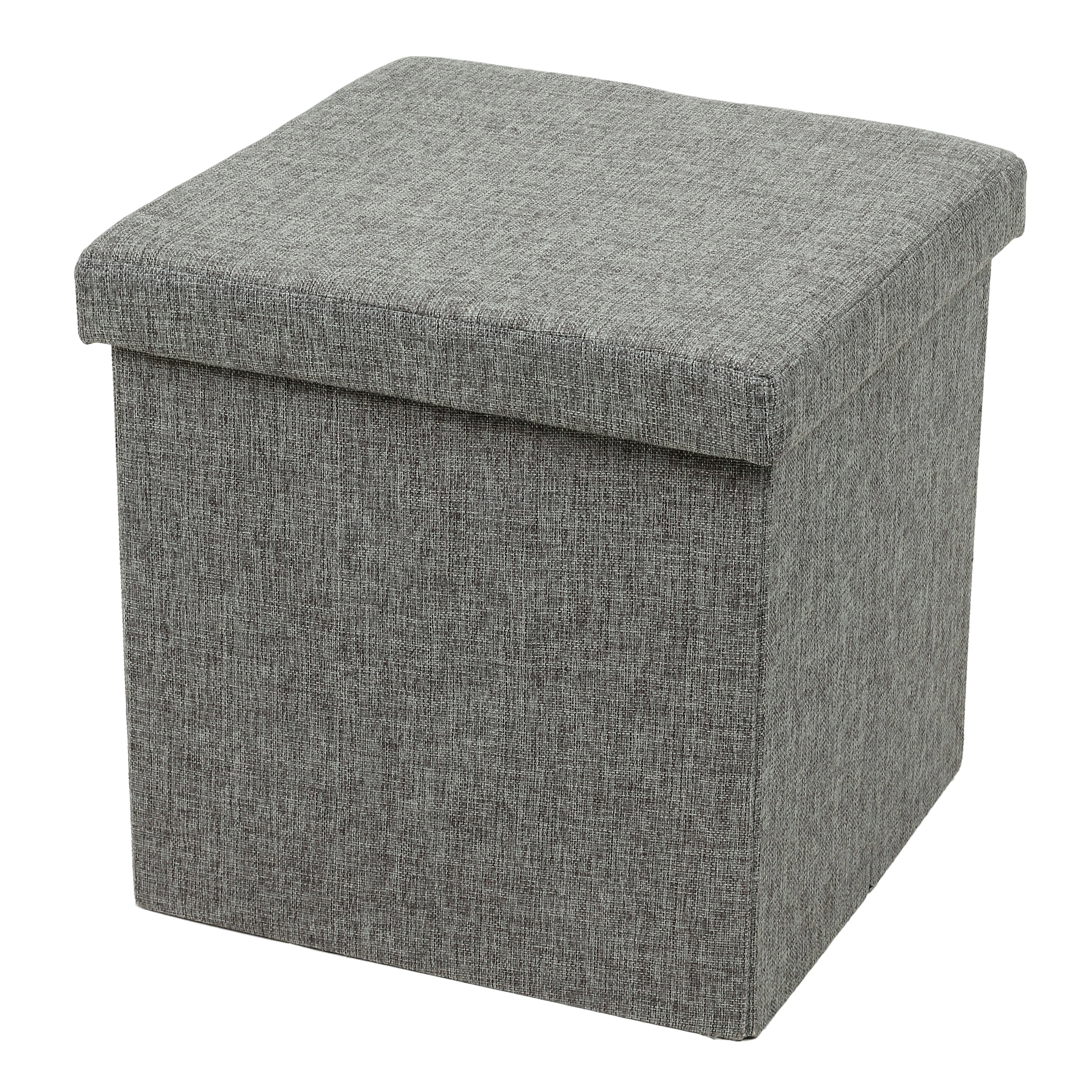 Vistara Folding Storage Ottoman Grey Fabric Finish 38x38x37cm