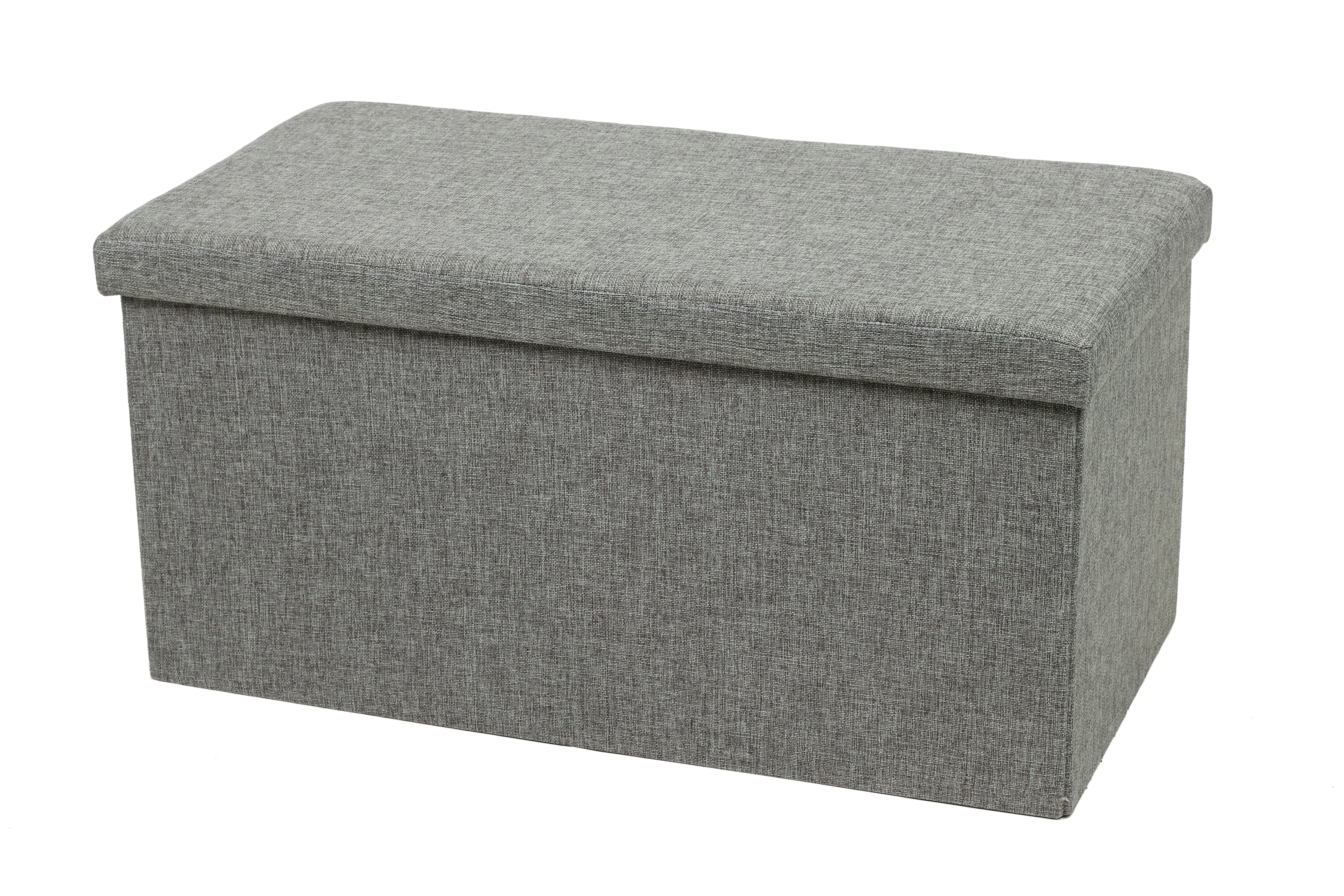 Vistara Folding Storage Ottoman Grey Fabric Finish 76x38x37cm