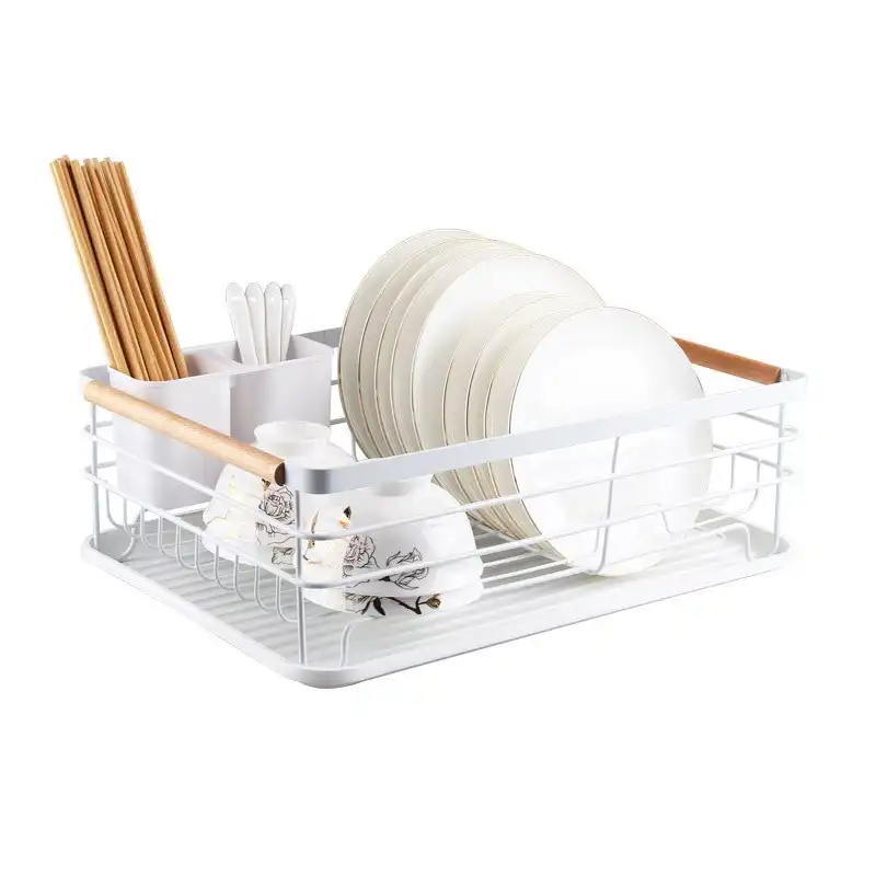 The Kitchen Galleria Carbon Steel & Beech Wood Dish Drying Rack