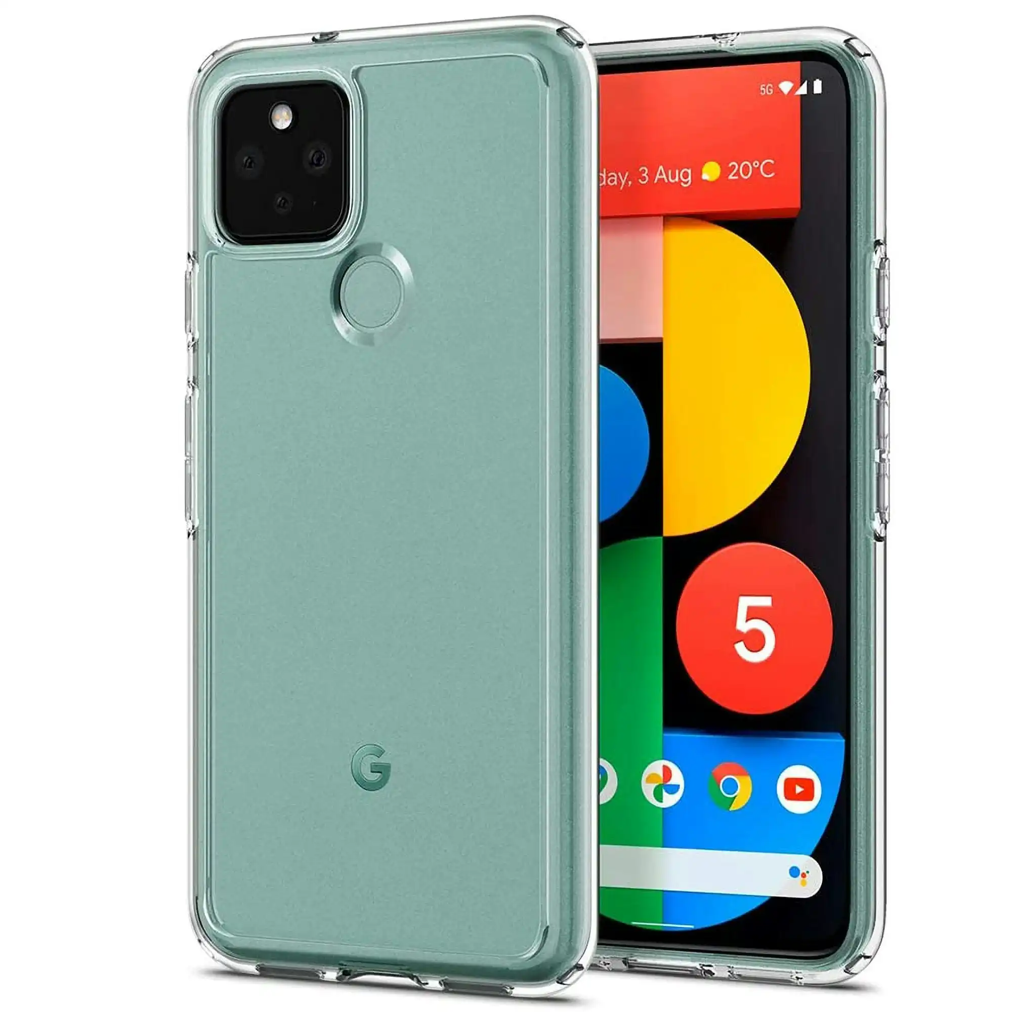 MEZON Google Pixel 5 (6.0") Ultra Slim Premium Crystal Clear TPU Gel Back Case – Wireless Charging Compatible