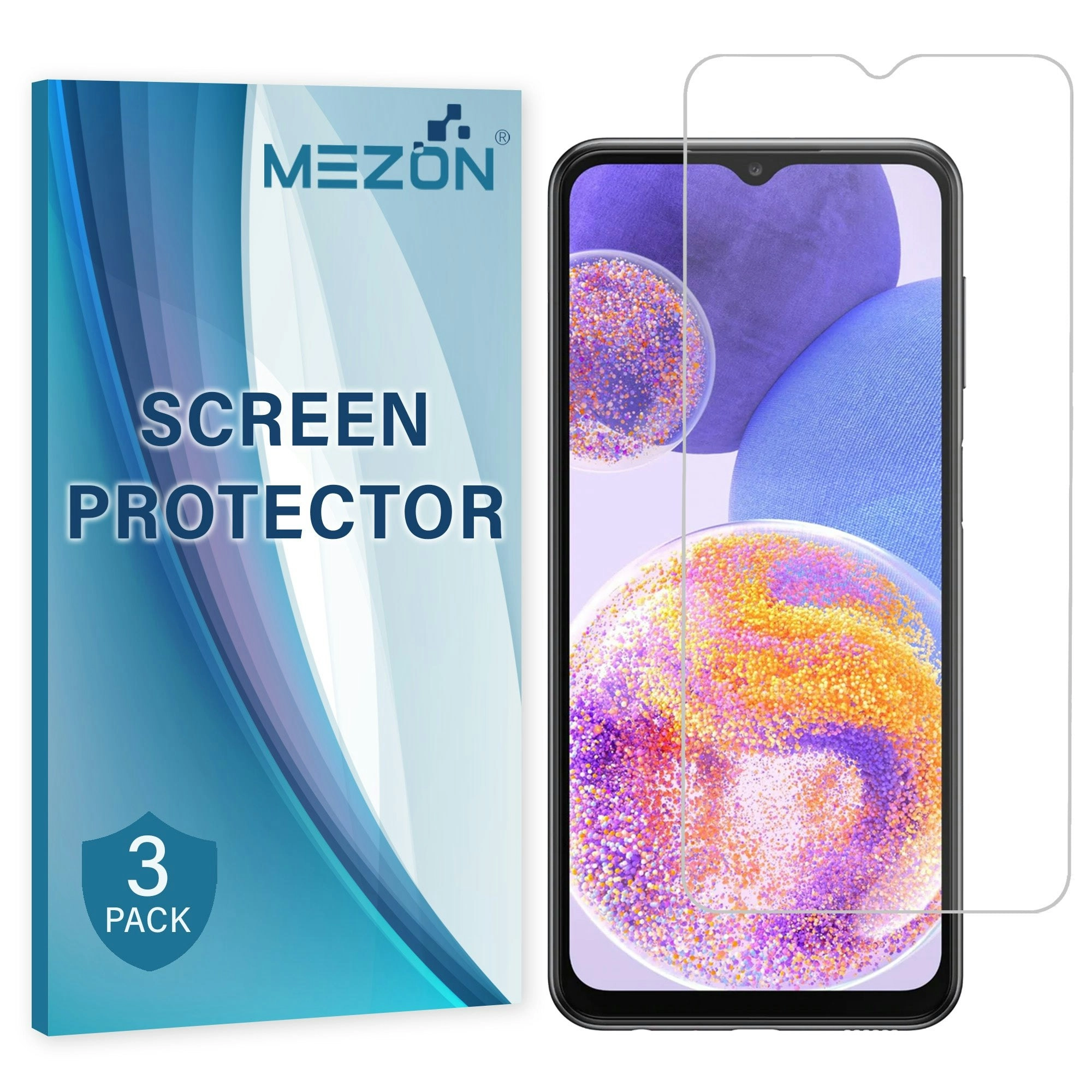 [3 Pack] MEZON Samsung Galaxy A23 Ultra Clear Screen Protector Case Friendly Film (Galaxy A23, Clear)