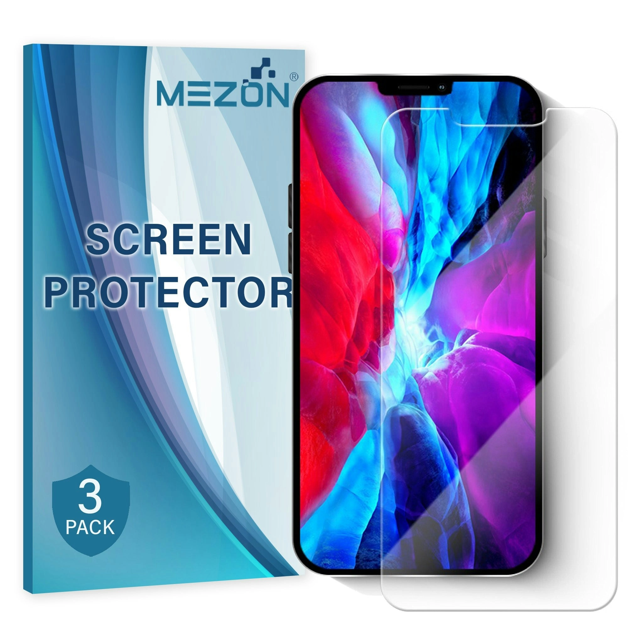 [3 Pack] MEZON Apple iPhone 12 Pro Max (6.7") Ultra Clear Screen Protector Case Friendly Film (iPhone 12 Pro Max, Clear)