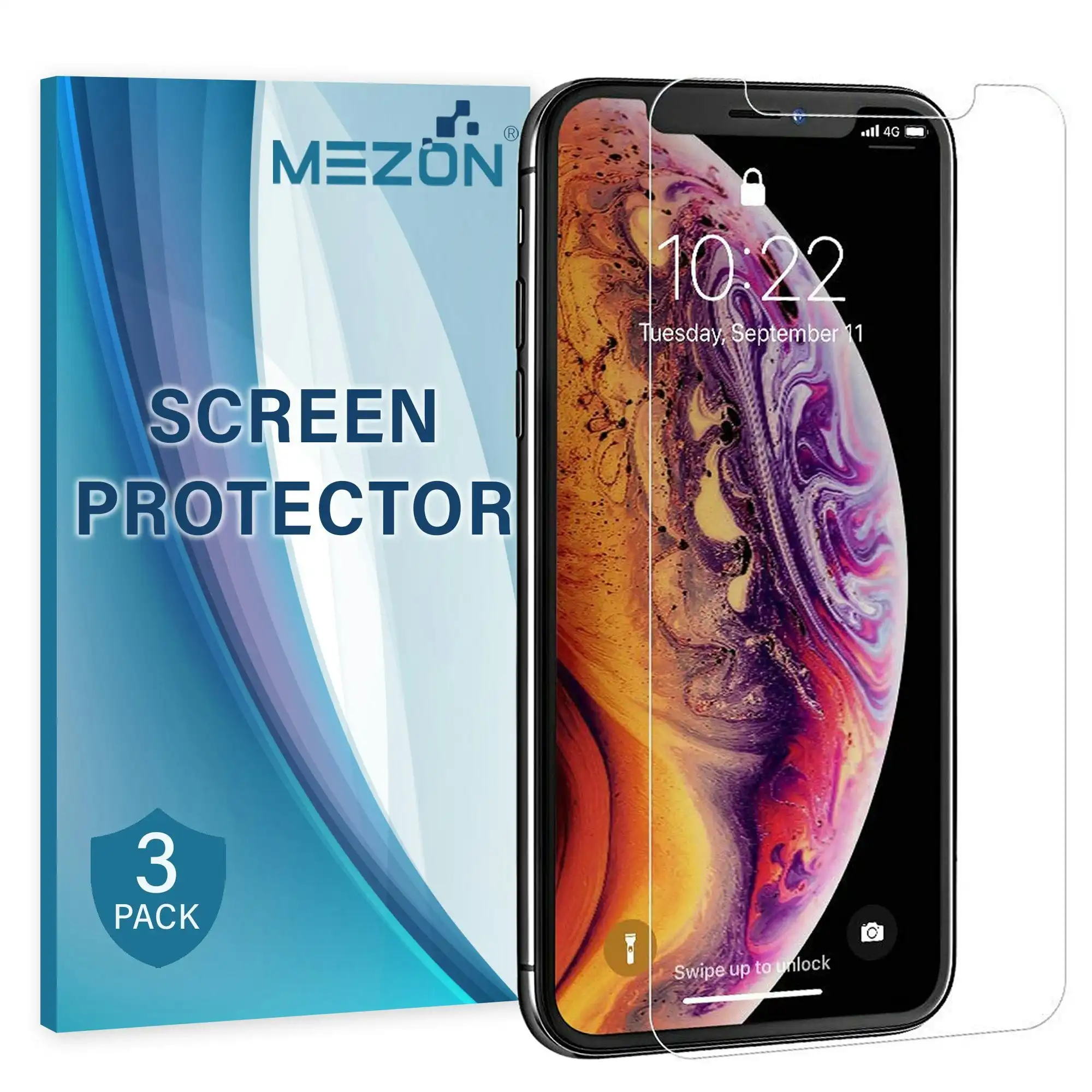 [3 Pack] MEZON Apple iPhone 11 Pro Max (6.5") Ultra Clear Screen Protector Case Friendly Film (iPhone 11 Pro Max, Clear)