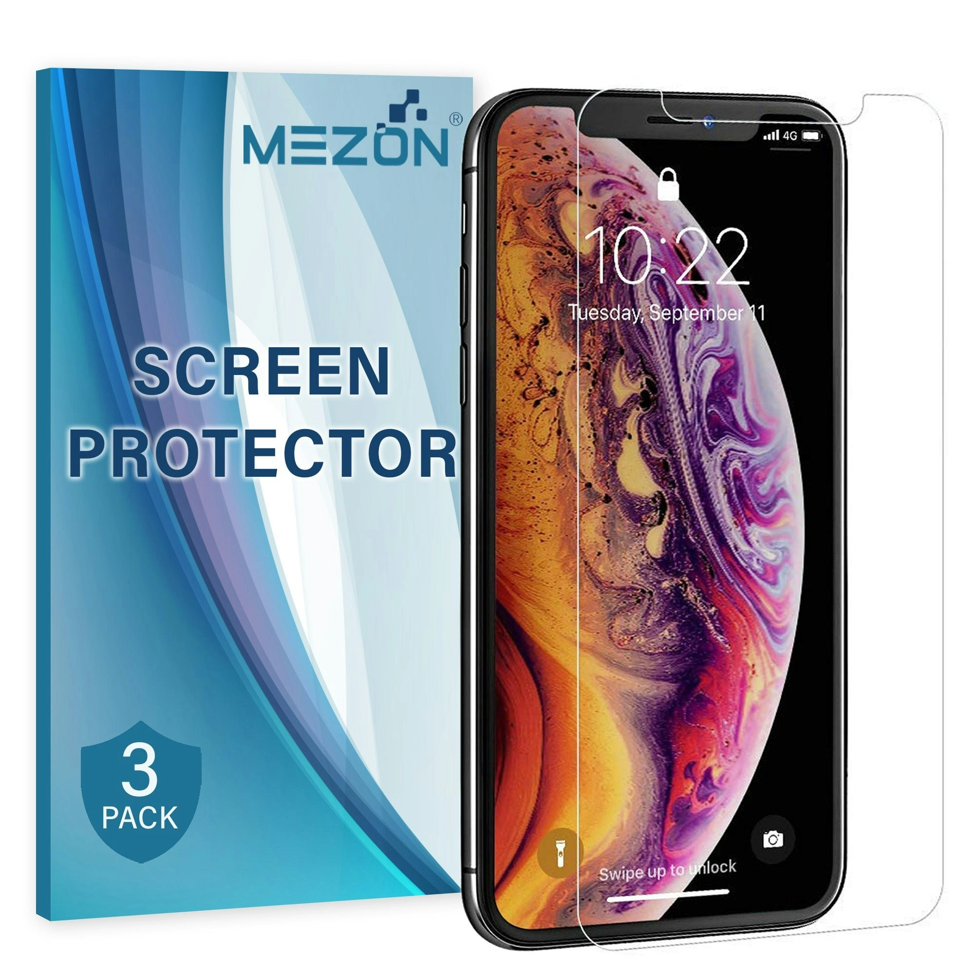 [3 Pack] MEZON Apple iPhone 11 Pro (5.8") Ultra Clear Screen Protector Case Friendly Film (iPhone 11 Pro, Clear)