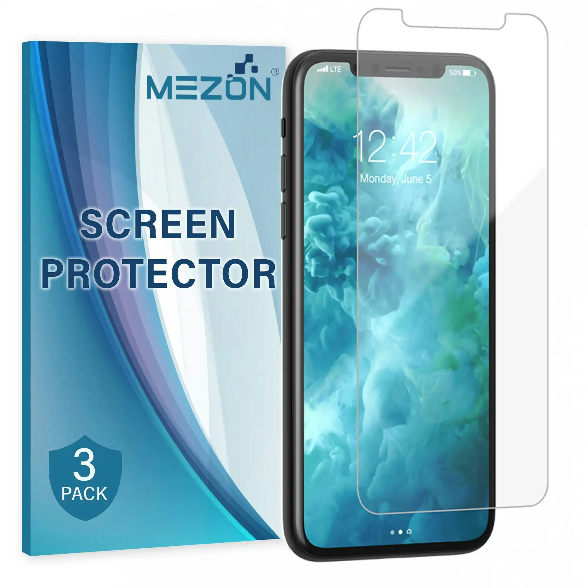 [3 Pack] MEZON Apple iPhone 11 (6.1") Ultra Clear Screen Protector Case Friendly Film (iPhone 11, Clear)