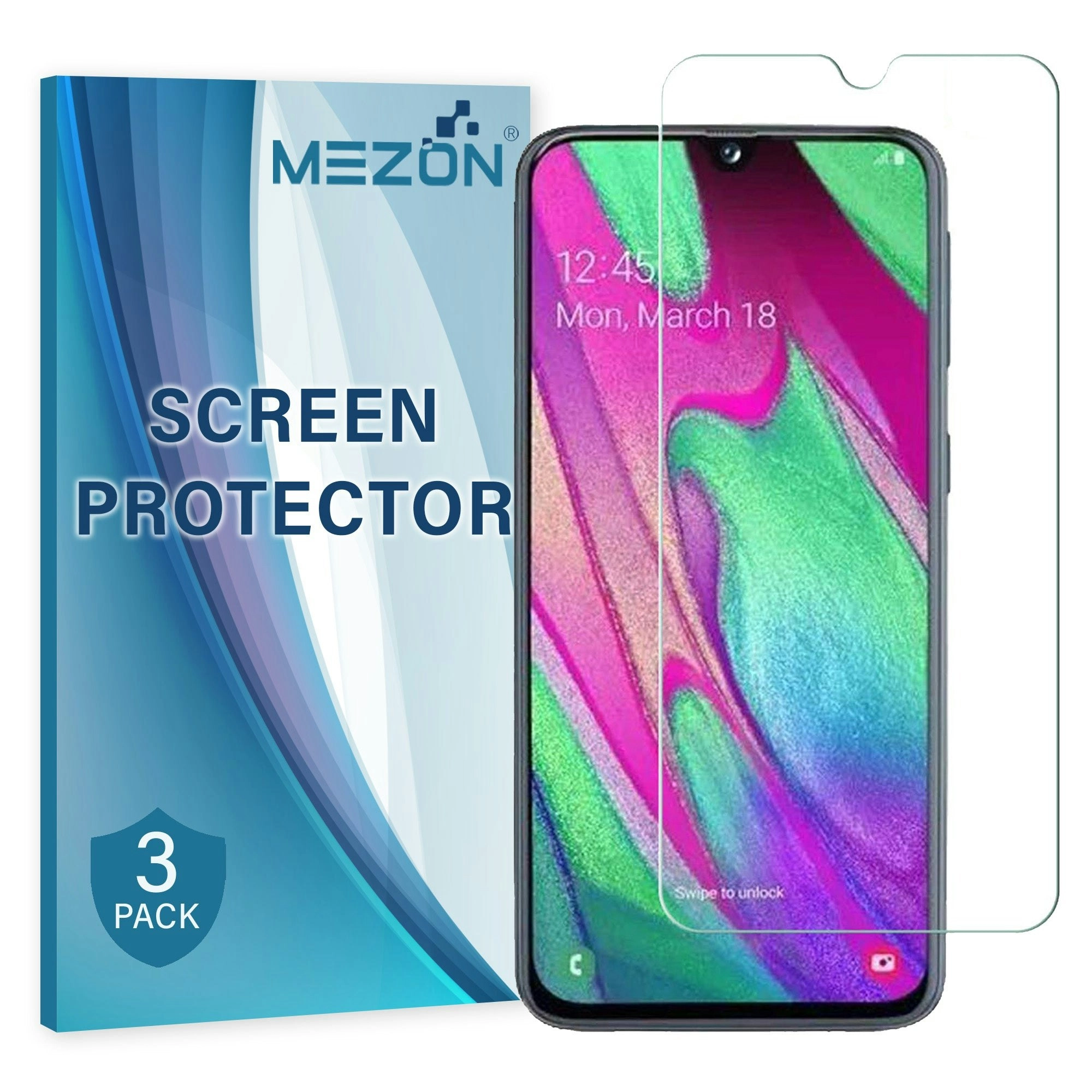 [3 Pack] MEZON Samsung Galaxy A90 5G Ultra Clear Screen Protector Case Friendly Film (A90 5G, Clear)