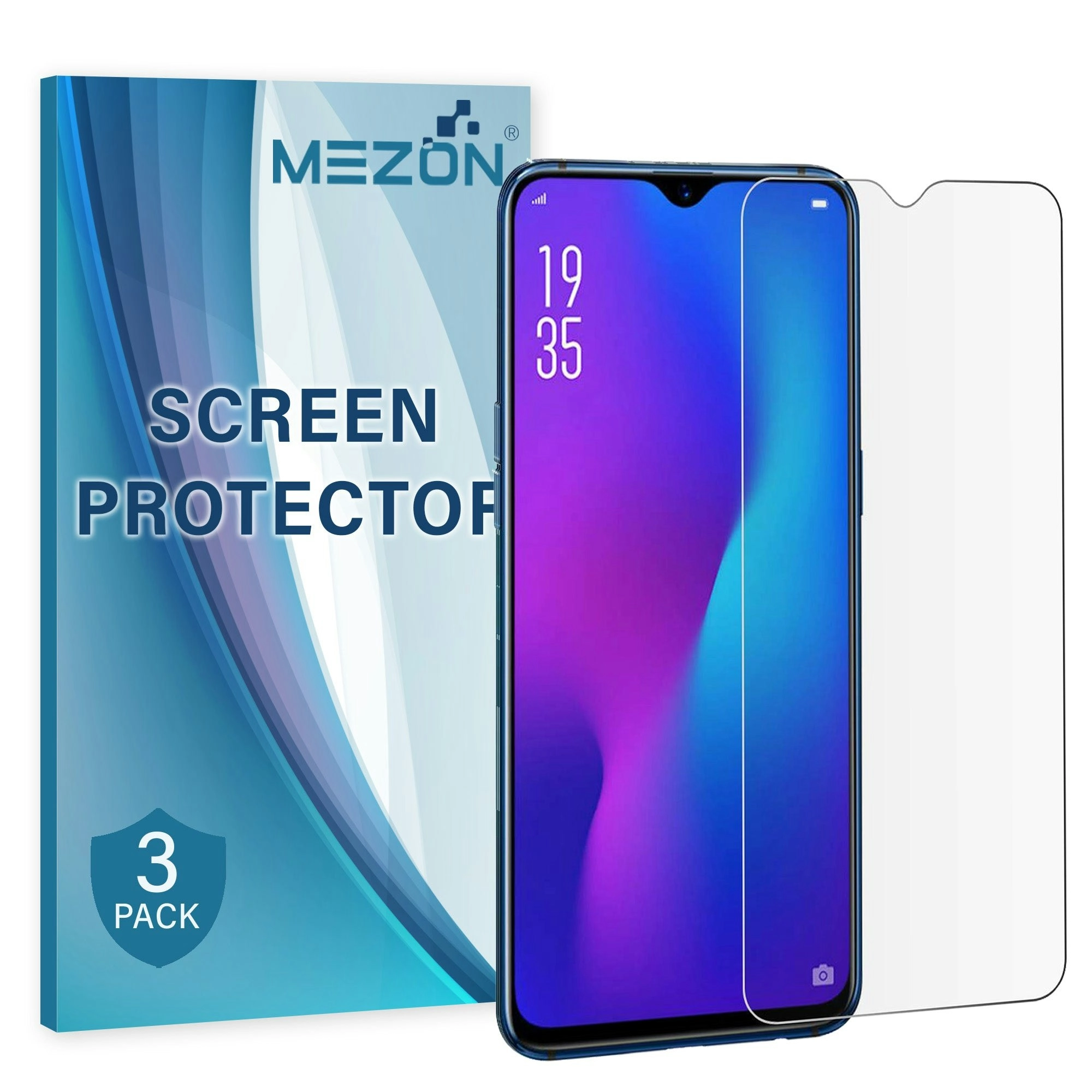 [3 Pack] MEZON Vivo Y17 Ultra Clear Screen Protector Case Friendly Film (Vivo Y17, Clear)