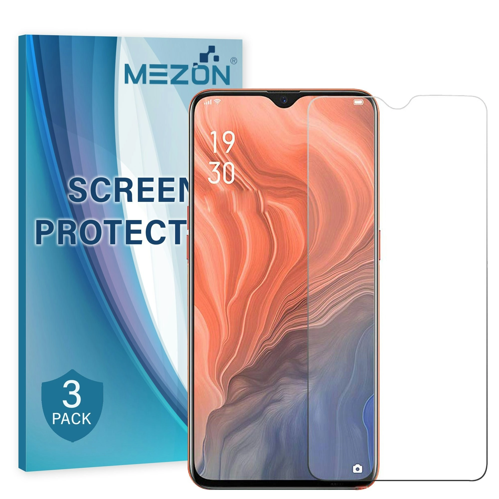 [3 Pack] MEZON OPPO Reno Z Anti-Glare Matte Screen Protector Case Friendly Film (Reno Z, Matte)