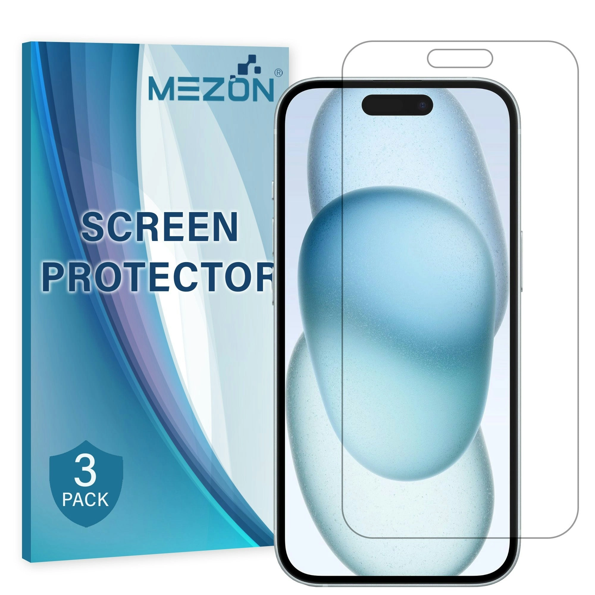 [3 Pack] MEZON Ultra Clear Film for iPhone 15 (6.1") Premium Case Friendly Screen Protector