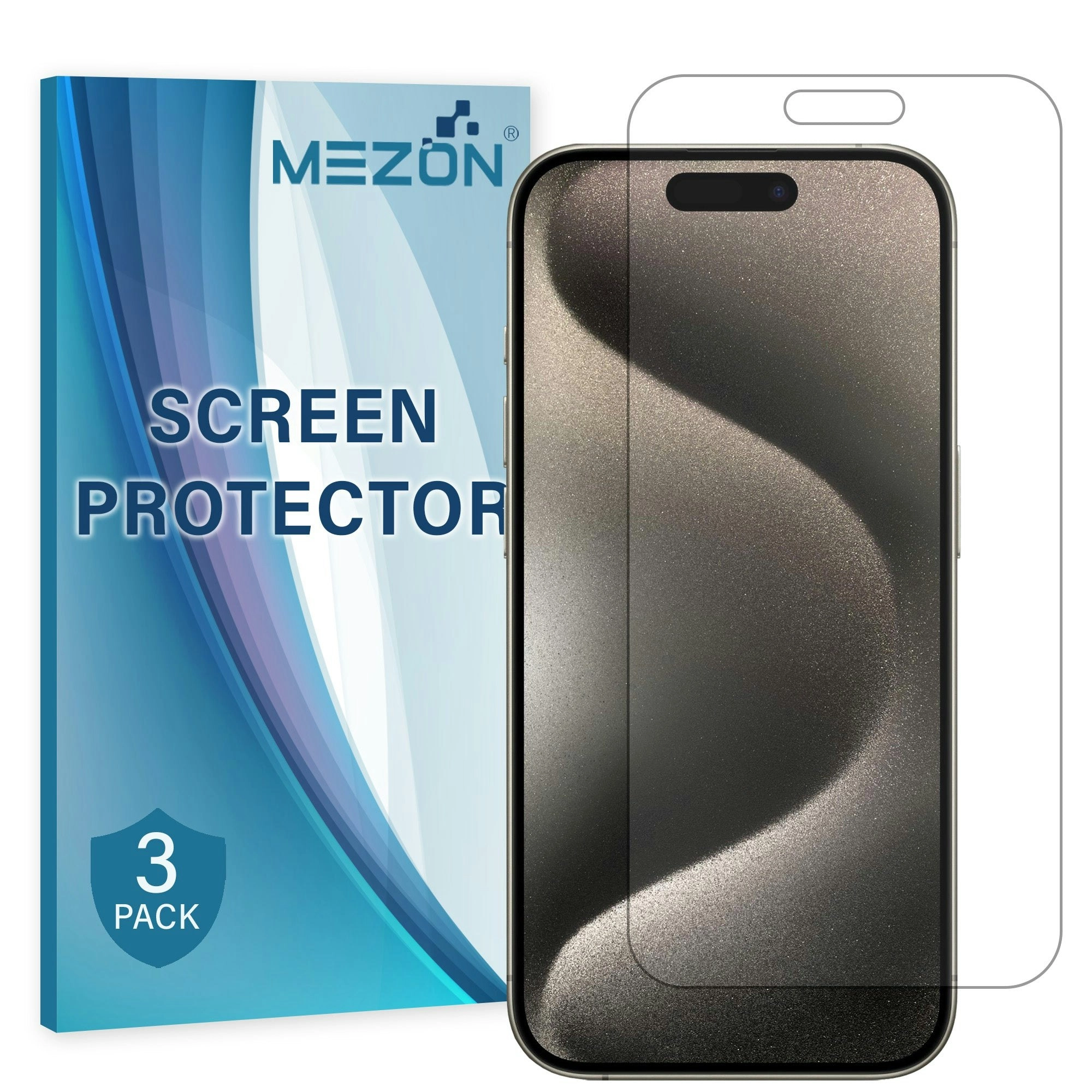 [3 Pack] MEZON Ultra Clear Film for iPhone 15 Pro (6.1") Premium Case Friendly Screen Protector