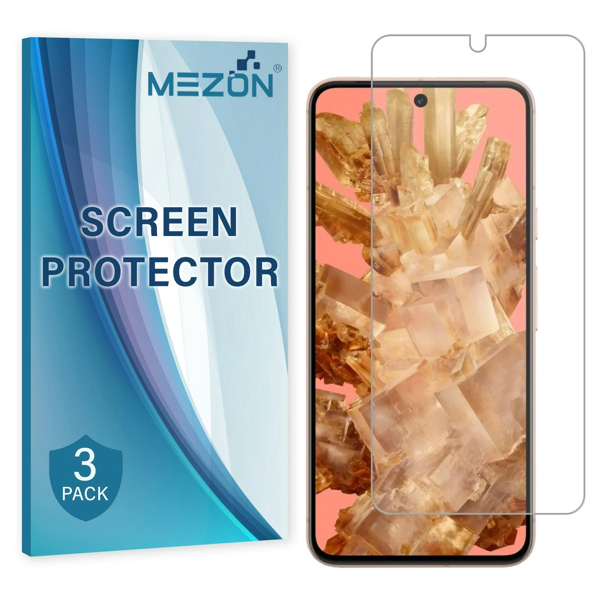 [3 Pack] MEZON Google Pixel 8 (6.2") Ultra Clear Screen Protector Case Friendly Film (Pixel 8, Clear)