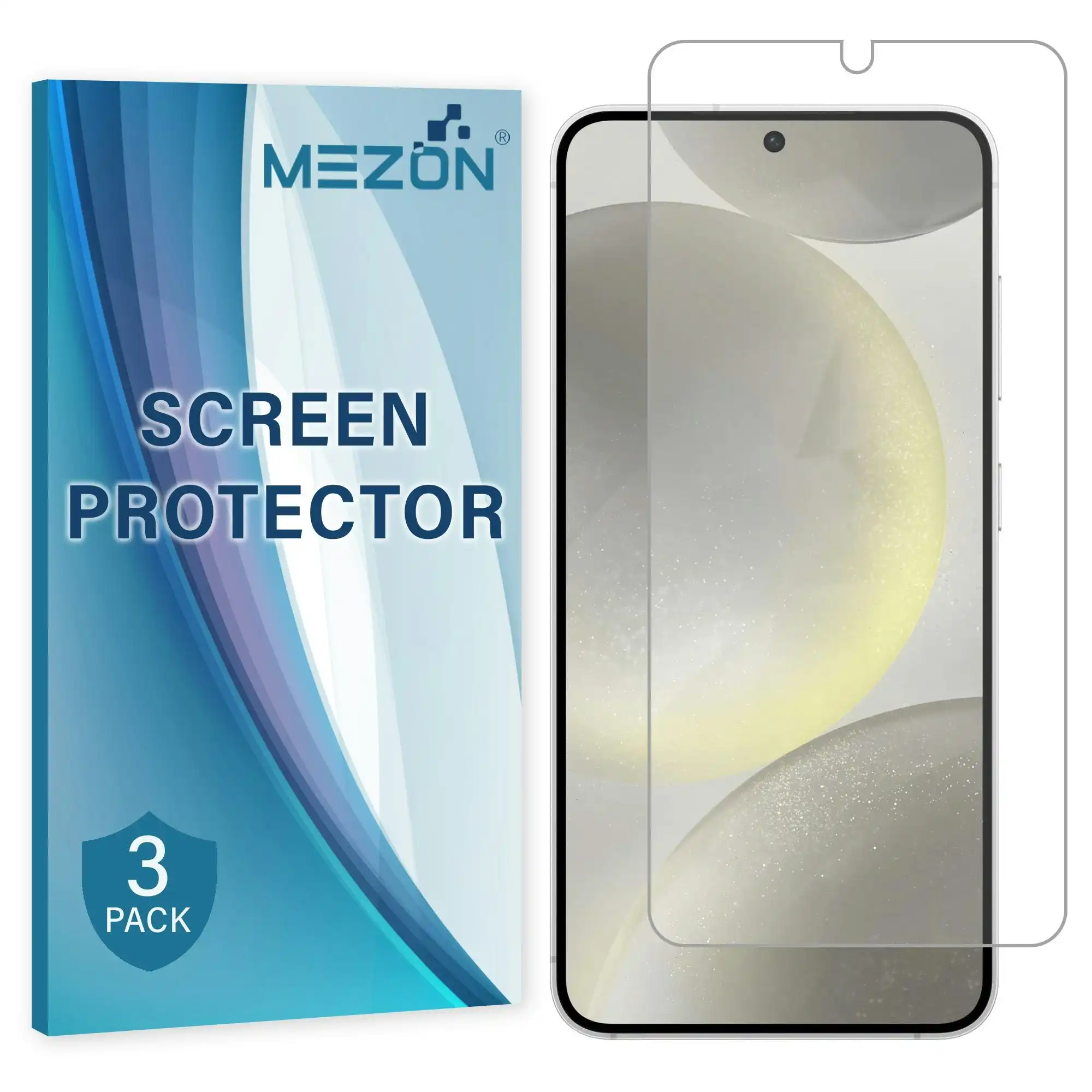 [3 Pack] MEZON Samsung Galaxy S24 (6.2") Clear Screen Protector Case Friendly Film (Galaxy S24, Clear)