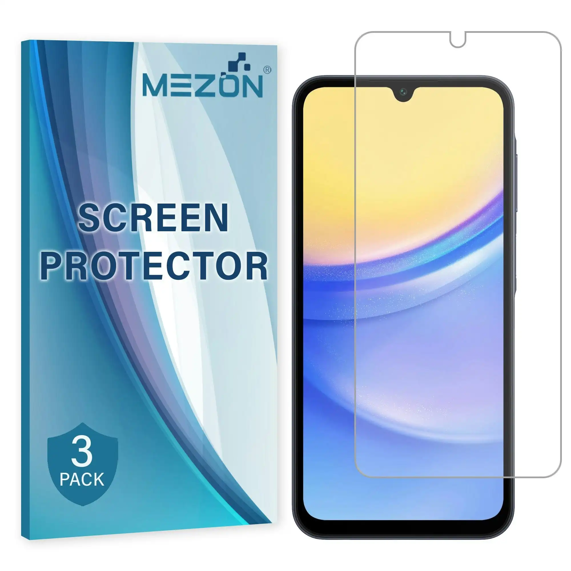 [3 Pack] MEZON Samsung Galaxy A15 5G Ultra Clear Screen Protector Case Friendly Film (Galaxy A15 5G, Clear)