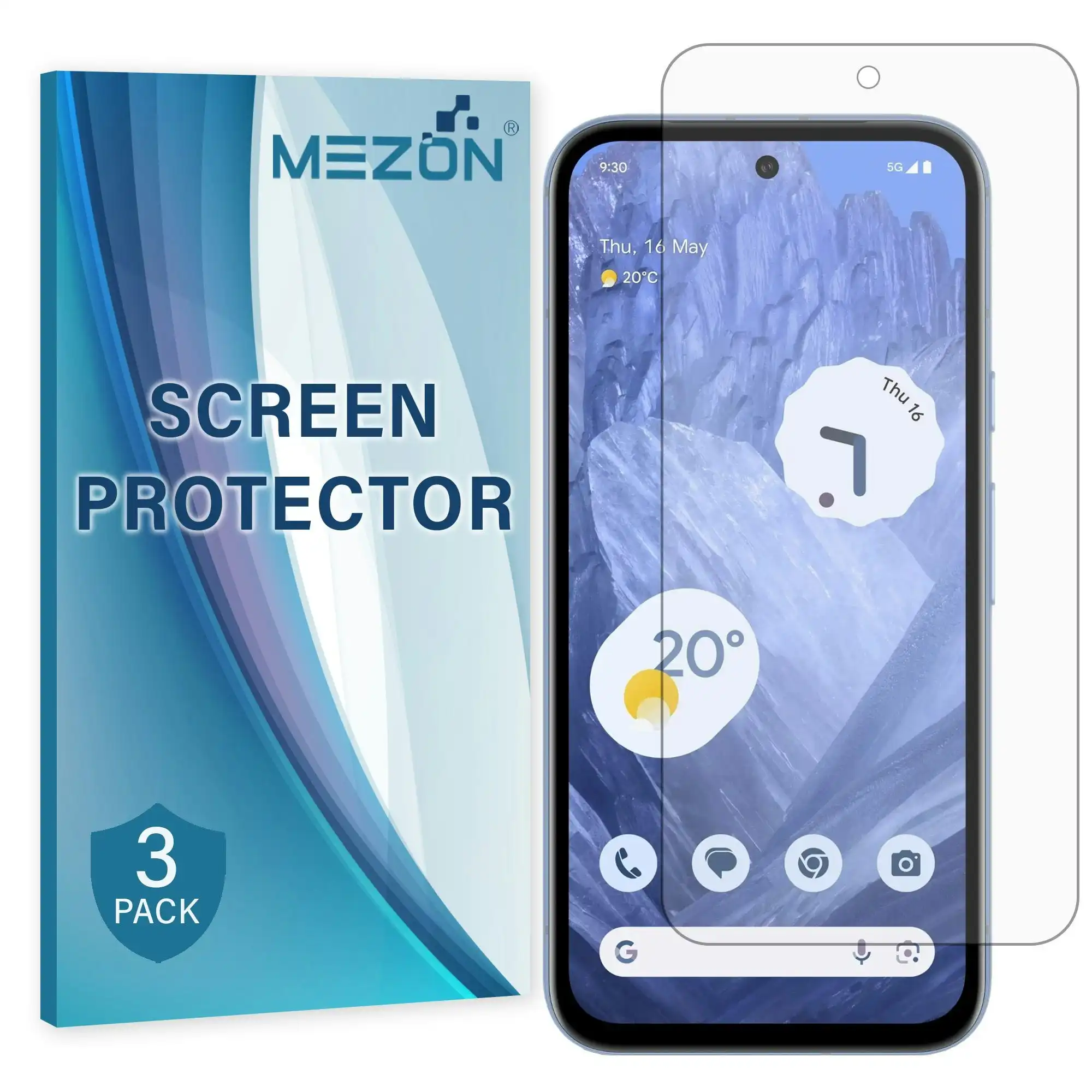 [3 Pack] MEZON Google Pixel 8a (6.1") Ultra Clear Screen Protector Case Friendly Film (Pixel 8a, Clear)