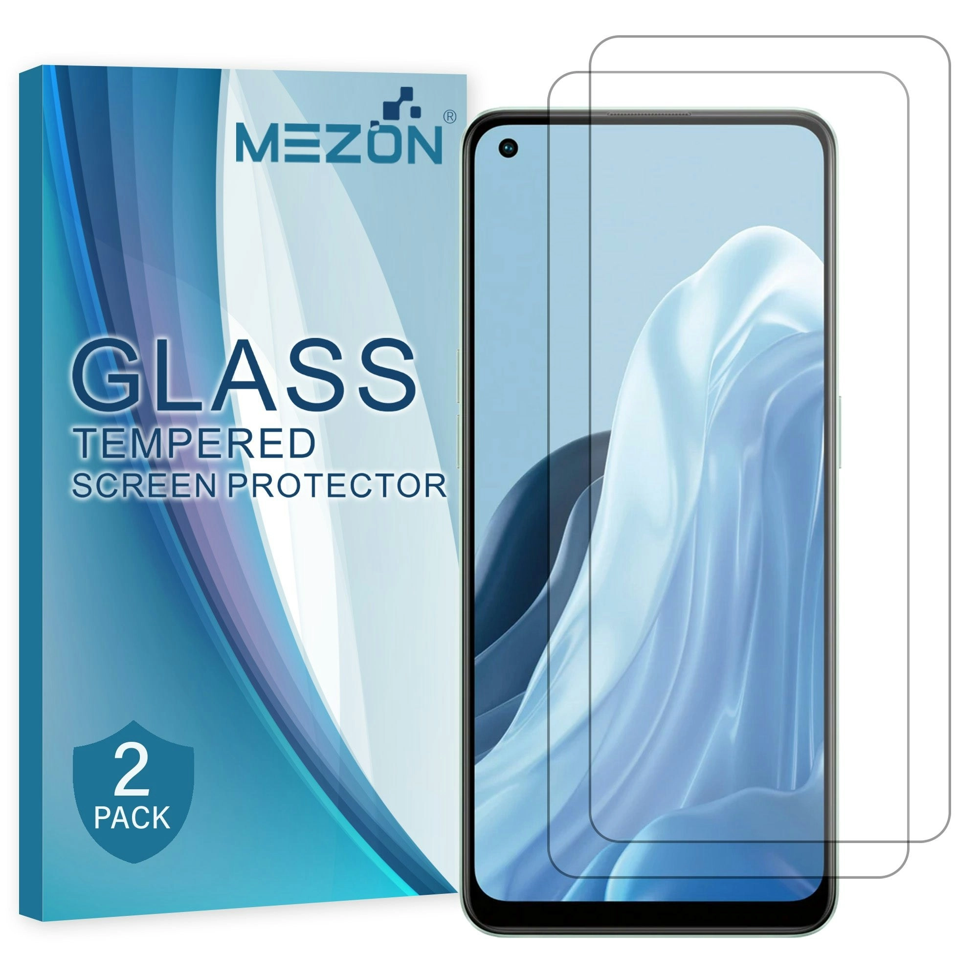 [2 Pack] MEZON Tempered Glass for OPPO Reno8 Lite 5G Crystal Clear Premium 9H HD Case Friendly Screen Protector