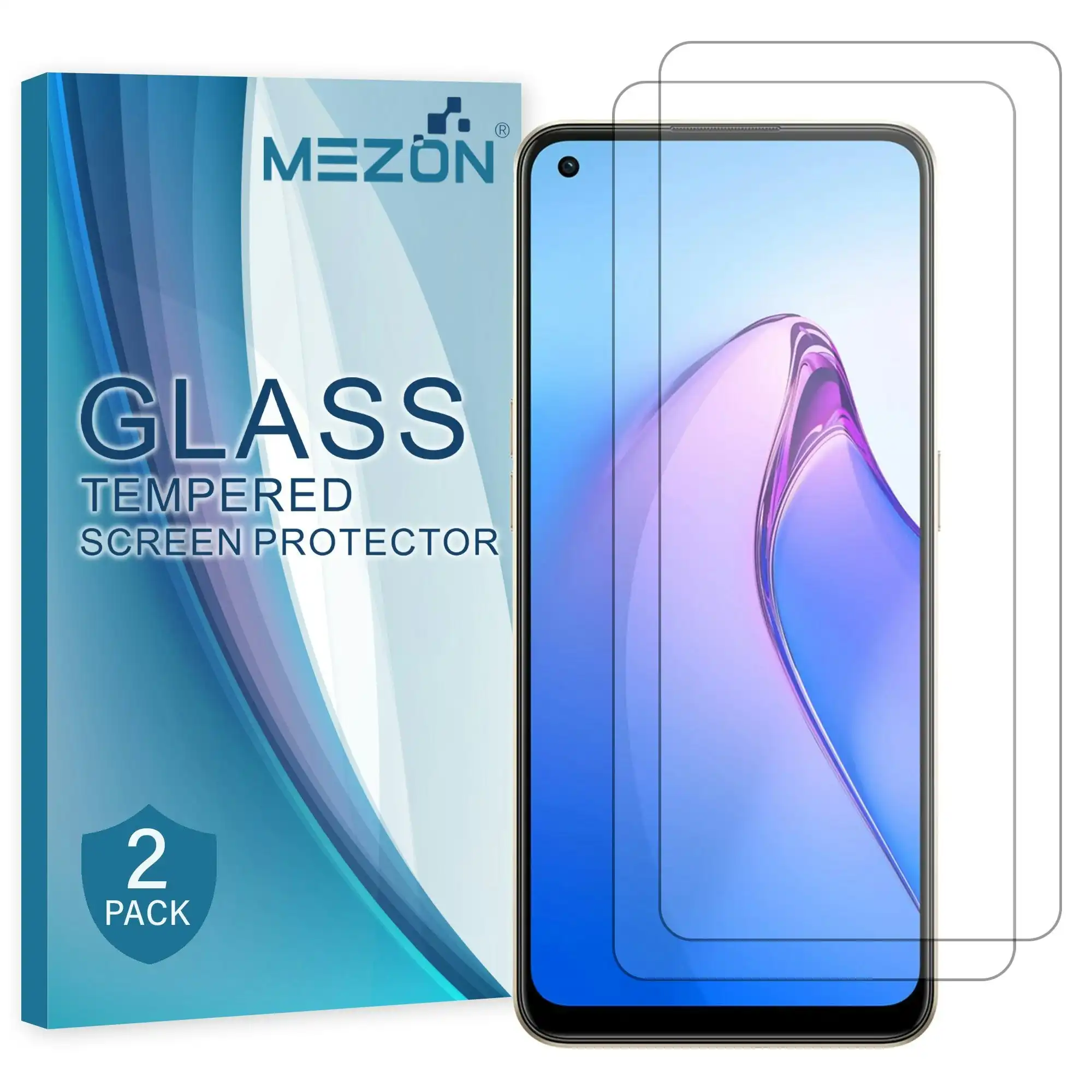 [2 Pack] MEZON Tempered Glass for OPPO Reno8 5G Crystal Clear Premium 9H HD Case Friendly Screen Protector (OPPO Reno8, 9H)