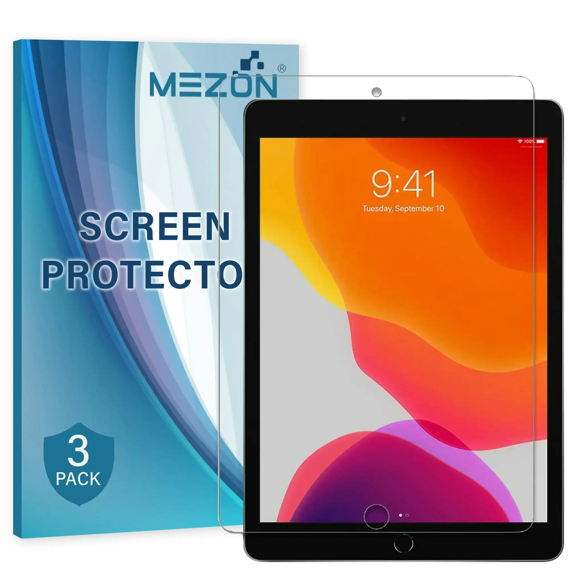 [3 Pack] MEZON Apple iPad 10.2" (2019) Anti-Glare Matte Film Case and Pencil Friendly Screen Protector (iPad 10.2", Matte)