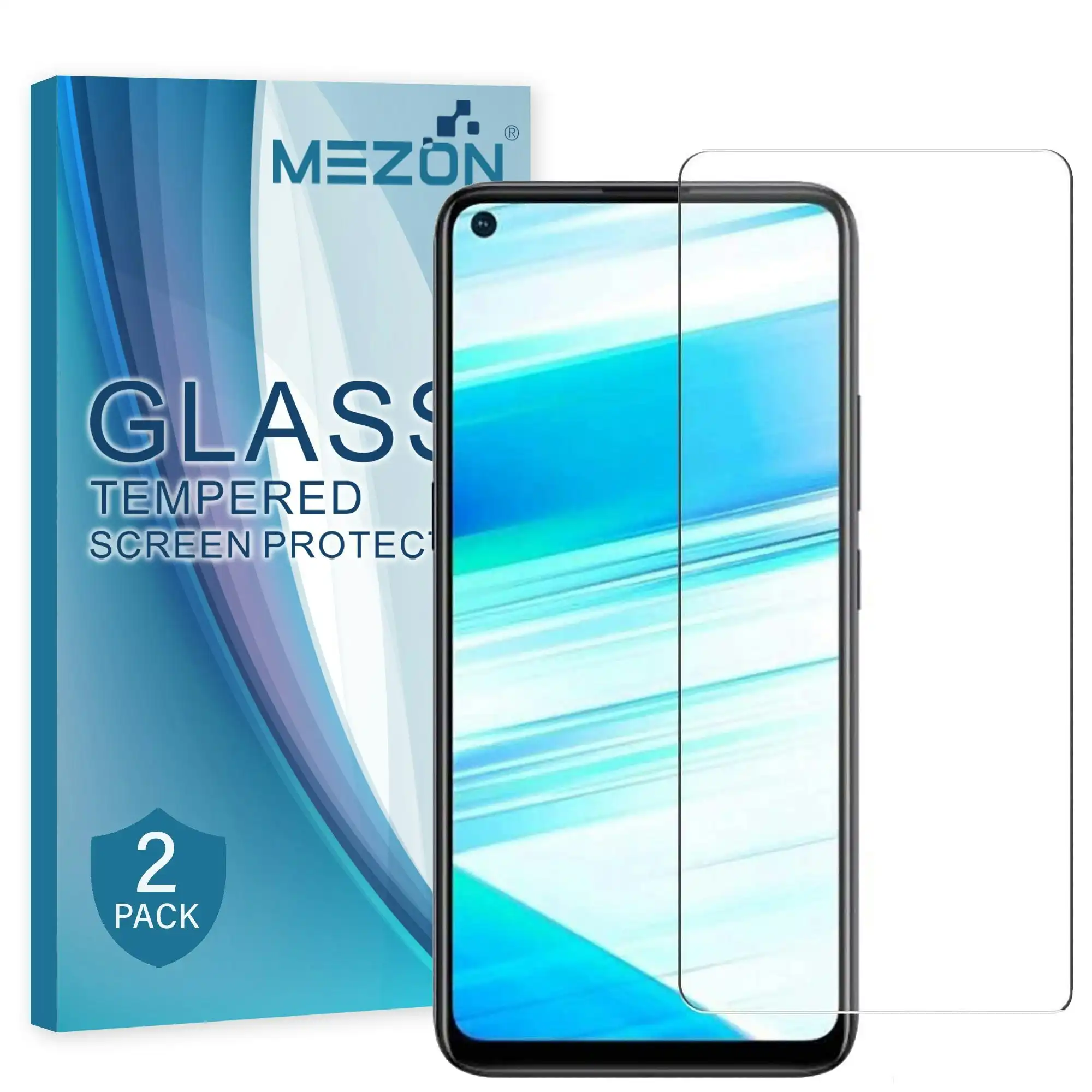 [2 Pack] MEZON Realme 6 Tempered Glass 9H HD Crystal Clear Premium Case Friendly Screen Protector (Realme 6, 9H)