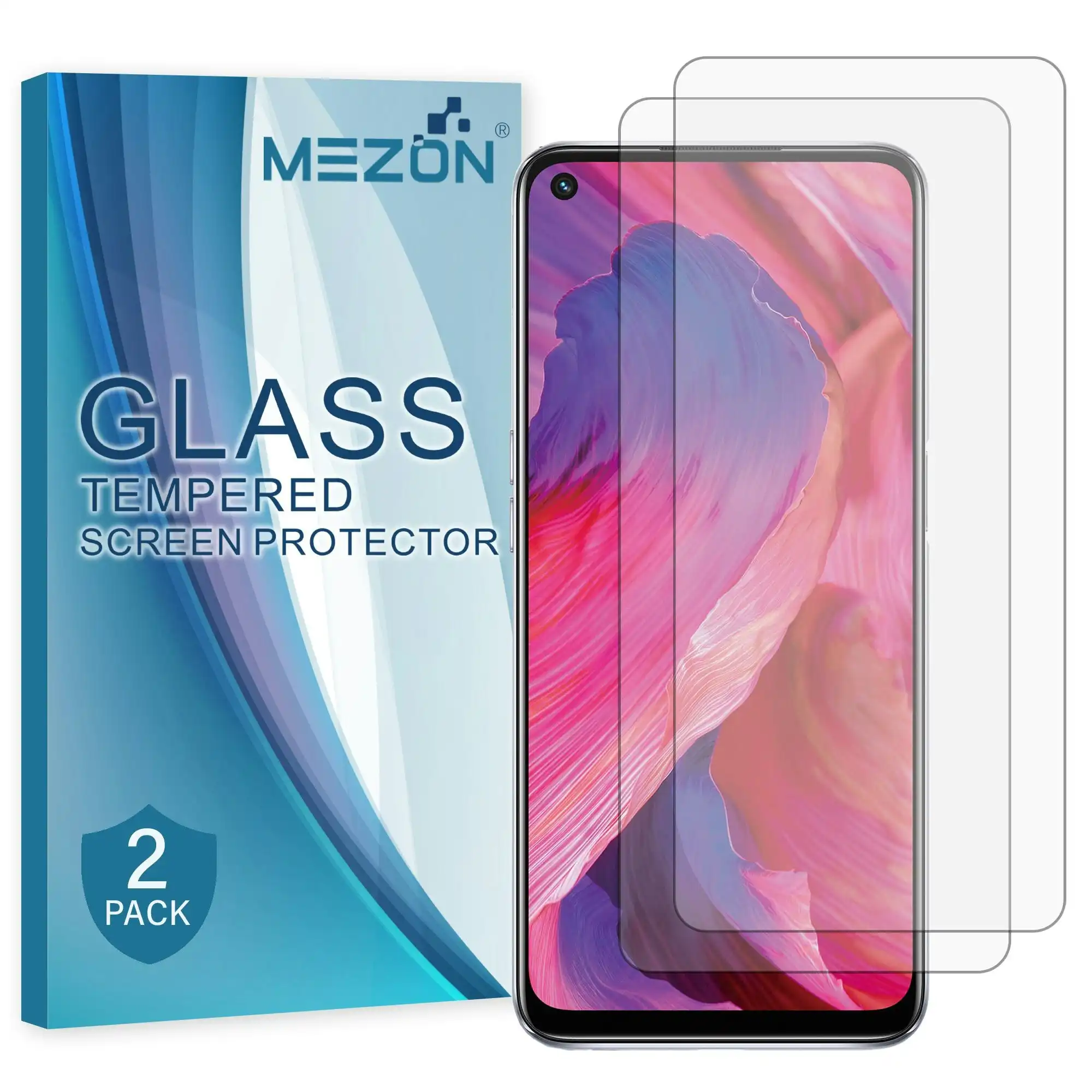 [2 Pack] MEZON OPPO A74 5G Tempered Glass 9H HD Crystal Clear Premium Case Friendly Screen Protector (OPPO A74 5G, 9H)